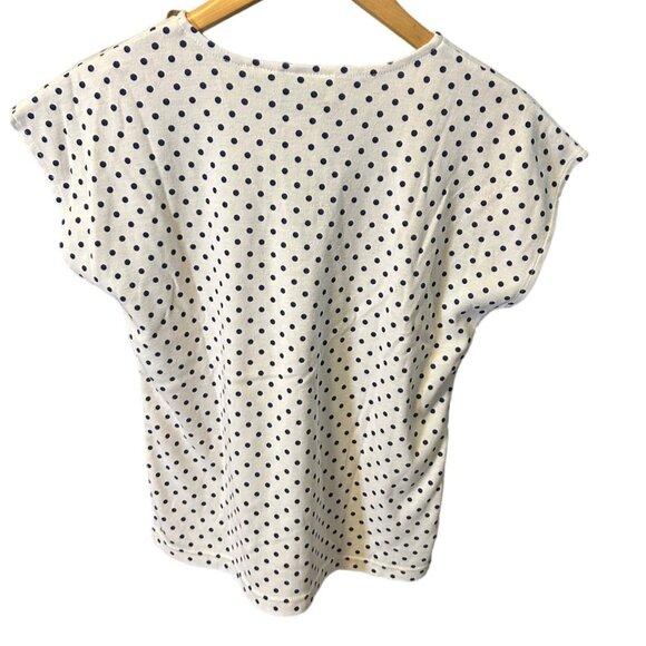 Palm Harbour Petite Polka Dot Cap Sleeve Henley Blouse PM - Picture 2 of 5